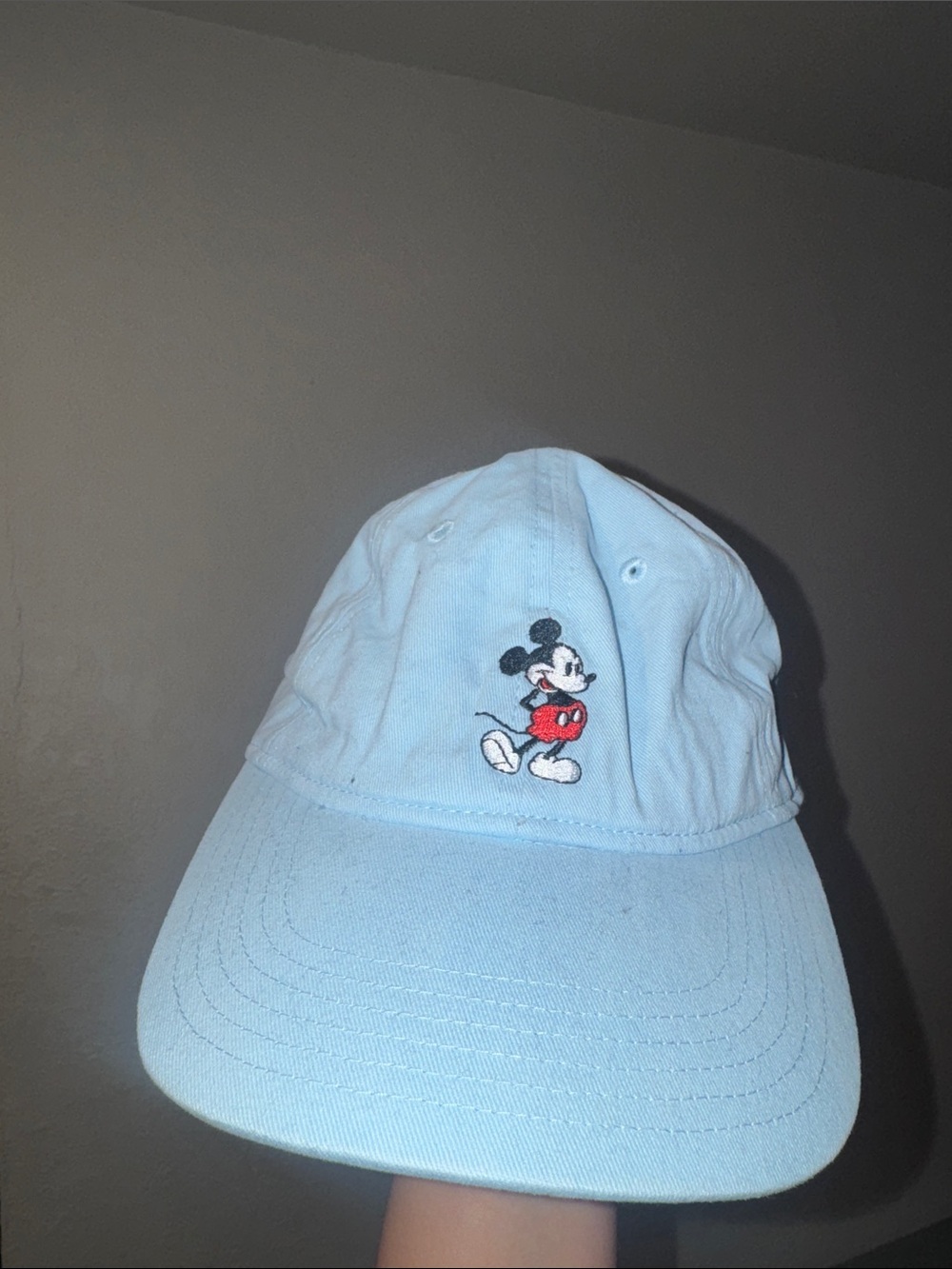 Disney Light Blue Baseball Cap with Embroidered Cartoon Mouse